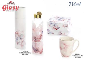 Tazza In Porcellana Decoro Floreale Con Colori Pastello H.10,5 Cm Completa Di Scatola 4*24