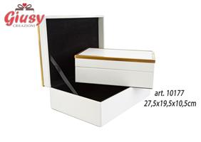 Set 2 Bauletti In Legno Color Bianco 27,5x19,5xH.10,5 Cm 1*8