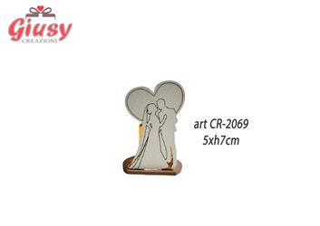 Profumatore Sposi In Legno Con Base Fango 5xH.7 Cm