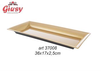 Vassoio Melamina In Plastica Rigida Color Oro 36x17xH.2,5 Cm 2*24