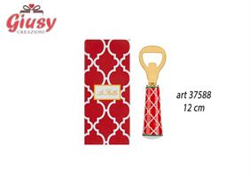 Apribottiglie Con Decoro Rosso 12 Cm Completo Di Scatola 1*36