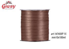 Nastro Doppio Raso Color Marrone Chiaro Mm10x100 Metri