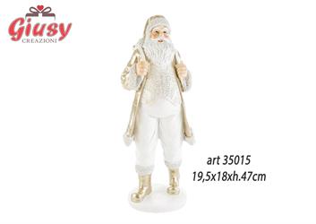 Babbo Natale In Resina Con Dettagli Oro 19,5x18xH.47 Cm
