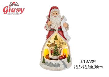 Babbo Natale In Resina Con Luce Led E 8 Melodie 18,5x18,5xH.30 Cm 1*6