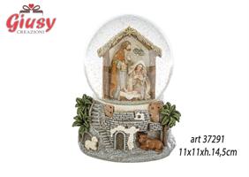 Carrillon Presepe In Resina Con Ampolla In Vetro 11x11xH.14,5 Cm 1*12