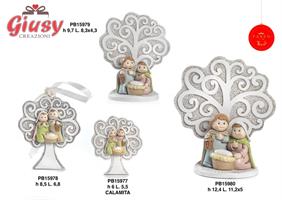Gruppo Natività Con Albero Della Vita In Resina H.12,4 Cm 4*48