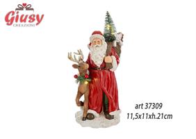Babbo Natale In Resina Con Luce Led 11,5x11xH.21 Cm 1*12