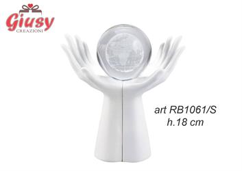Il Mondo Fra Le Mani In Resina Con Led H.18 Cm Completo Di Scatola 1*12