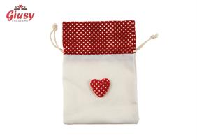 Sacchetto Con Cuore Pois Colore Rosso 10x14 Cm