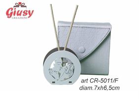 Profumatore Tondo Linea Bacio Con Base In Legno Color Fango Diametro 7xH.6,5 Cm Completo Di Scatola In Pelle