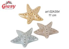 Stella In Porcellana Brillante Con Led Senza Pile 3 Colori Assortiti 11 Cm 3*48