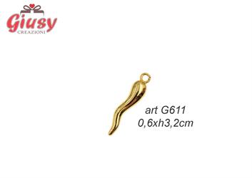 Ciondolo Corno Portafortuna In Metallo Colore Oro 0,6xH.3,2 Cm