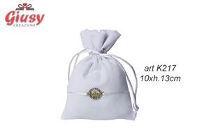 Sacchetto In Cotone Color Bianco Con Charm Corona 10xH.13 Cm 10*250