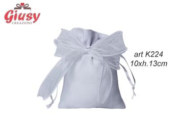 Sacchetto In Cotone Color Bianco Con Fiocco In Organza 10xH.13 Cm 10*250