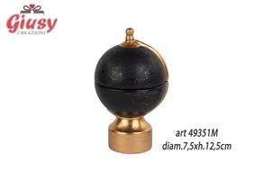Mappamondo Nero In Ceramica Collezione Dolomite 7,5xH.12,5 Cm Con Candela - Cera Grammi 40 Completo Di Scatola 1*36