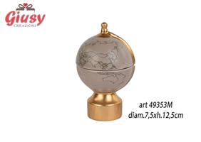 Mappamondo Tortora In Ceramica Collezione Dolomite 7,5xH.12,5 Cm Con Candela - Cera Grammi 40 Completo Di Scatola 1*36