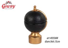 Mappamondo Nero In Ceramica Collezione Dolomite 9xH.15 Cm Con Candela - Cera Grammi 100 Completo Di Scatola 1*36