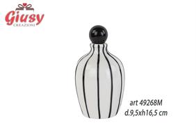 Oliera Bianca/Nera In Porcellana  400 Ml Decoro Toile Nero 9,5xh.16,5 Cm Completo Di Scatola 1*36