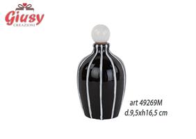 Oliera Nera/Bianca In Porcellana 400 Ml Decoro Toile Nero 9,5xh.16,5 Cm Completo Di Scatola 1*36