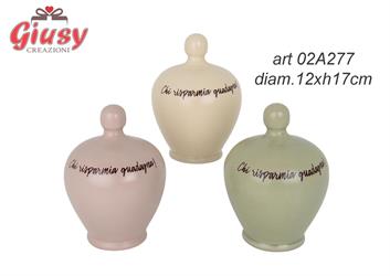 Salvadanaio In Porcellana Modello Salento 3 Soggetti Assortiti Diametro 12xH.17 Cm 3*18