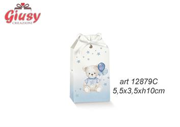 Tag Linea Orsetto Con Palloncini Color Azzurro 5,5x3,5xH.10 Cm 10*200
