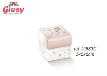Scatolina Fondo E Coperchio Linea Orsetta Con Palloncini Color Rosa 5x5xH.5 Cm 10*200