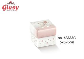 Scatolina Fondo E Coperchio Linea Orsetta Con Palloncini Color Rosa 5x5xH.5 Cm 10*200