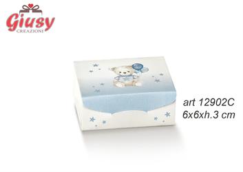 Scatolina Gift Linea Orsetto Con Palloncini Color Azzurro 6x6xH.3 Cm 10*200