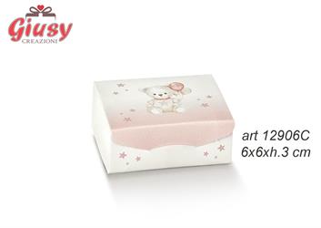 Scatolina Gift Linea Orsetta Con Palloncini Color Rosa 6x6xH.3 Cm 10*200