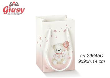 Shopper Con Cordini Linea Orsetta Con Palloncini Color Rosa 9x9xH.14 Cm 10*200