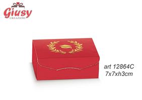 Scatolina Gift Laurea Con Corona D'Alloro Oro 7x7xH.3 Cm 10*200