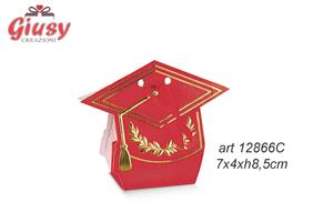 Scatolina Tocco Laurea Con Corona D'Alloro Oro 7x4xH.8,5 Cm 10*200