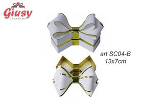 Scatolina Fiocco Fondo E Coperchio Color Bianco Con Dettagli Oro 13x7 Cm 1*100