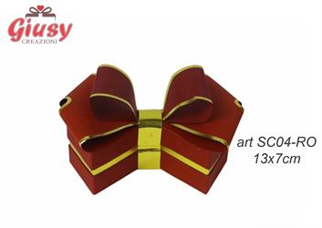 Scatolina Fiocco Fondo E Coperchio Color Rosso Con Dettagli Oro 13x7 Cm 1*100
