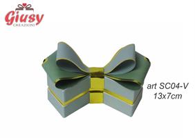 Scatolina Fiocco Fondo E Coperchio Color Verde Con Dettagli Oro 13x7 Cm 1*100