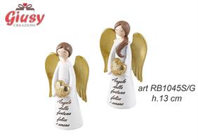 Angelo Girl In Resina Con Ali In Plexi Oro H.13 Cm Completo Di Scatola 1*72