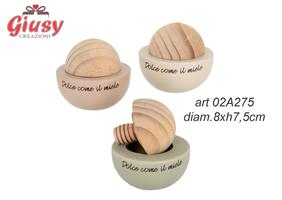 Vasetto Porta Miele Da 30 Grammi In Porcellana Modello Salento 3 Soggetti Assortiti Diametro 8xH.7,5 Cm 6*48