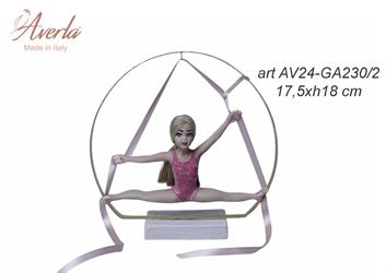 Ginnasta In Spaccata In Porcellana Di Capodimonte Con Body Rosa 17,5xH.18 Cm Completa Di Scatola Cilindrica