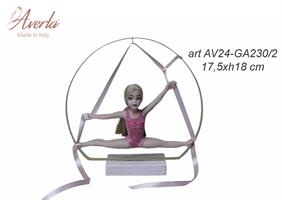 Ginnasta In Spaccata In Porcellana Di Capodimonte Con Body Rosa 17,5xH.18 Cm Completa Di Scatola Cilindrica
