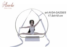 Ginnasta In Spaccata In Porcellana Di Capodimonte Con Body Bianco 17,5xH.18 Cm Completa Di Scatola Cilindrica
