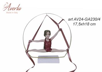 Ginnasta In Spaccata In Porcellana Di Capodimonte Con Body Fuxia 17,5xH.18 Cm Completa Di Scatola Cilindrica