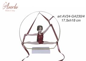 Ginnasta In Spaccata In Porcellana Di Capodimonte Con Body Fuxia 17,5xH.18 Cm Completa Di Scatola Cilindrica