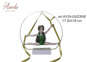 Ginnasta In Spaccata In Porcellana Di Capodimonte Con Body Verde 17,5xH.18 Cm Completa Di Scatola Cilindrica