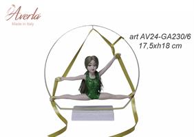 Ginnasta In Spaccata In Porcellana Di Capodimonte Con Body Verde 17,5xH.18 Cm Completa Di Scatola Cilindrica