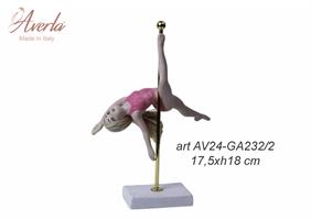 Ginnasta Poldance In Porcellana Di Capodimonte Con Body Rosa 17,5xH.18 Cm Completa Di Scatola Cilindrica
