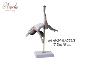 Ginnasta Poldance In Porcellana Di Capodimonte Con Body Bianco 17,5xH.18 Cm Completa Di Scatola Cilindrica