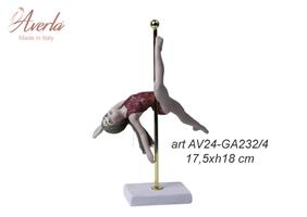 Ginnasta Poldance In Porcellana Di Capodimonte Con Body Fuxia 17,5xH.18 Cm Completa Di Scatola Cilindrica