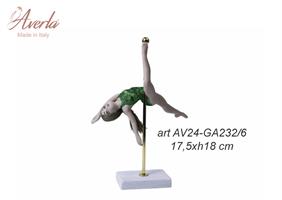 Ginnasta Poldance In Porcellana Di Capodimonte Con Body Verde 17,5xH.18 Cm Completa Di Scatola Cilindrica