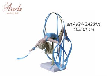 Ginnasta Aerea In Porcellana Di Capodimonte Con Body Azzurro 16xH.21 Cm Completa Di Scatola Cilindrica