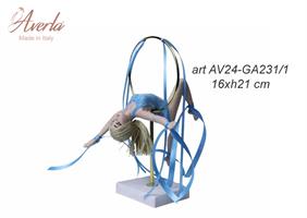 Ginnasta Aerea In Porcellana Di Capodimonte Con Body Azzurro 16xH.21 Cm Completa Di Scatola Cilindrica